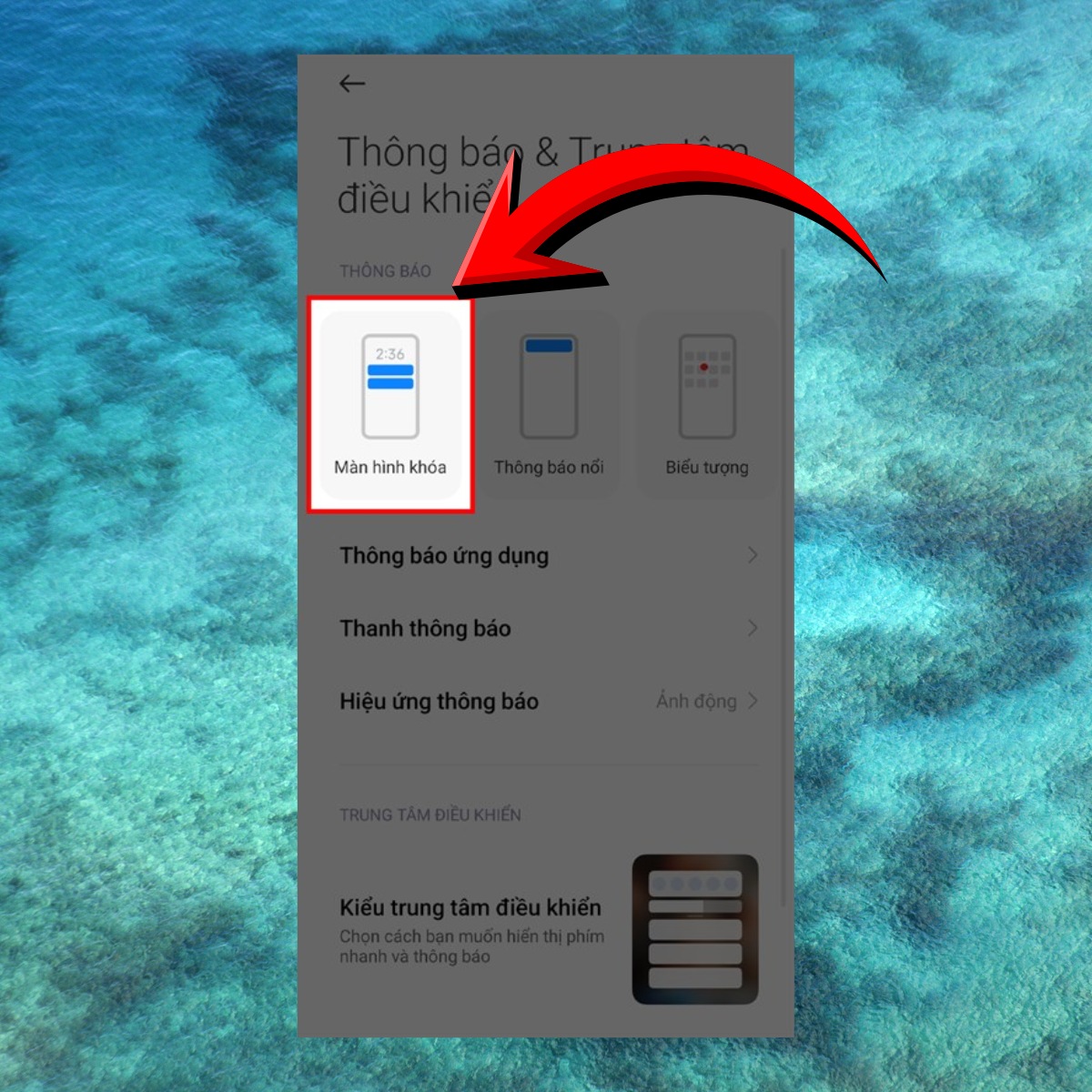 Chọn mục Màn hình khóa