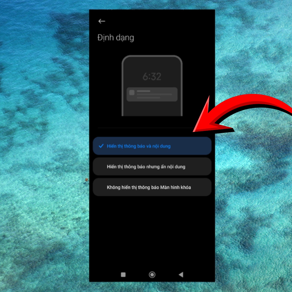 Hiển thị thông báo nhưng ẩn nội dung