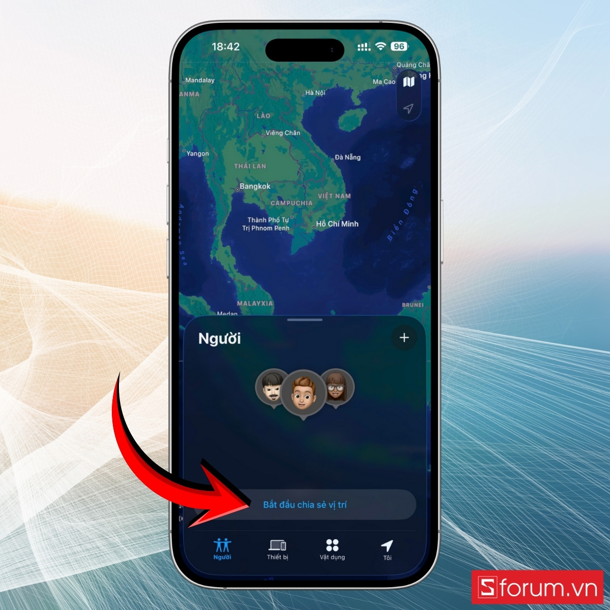 Nhấn Bắt đầu chia sẻ vị trí của tôi