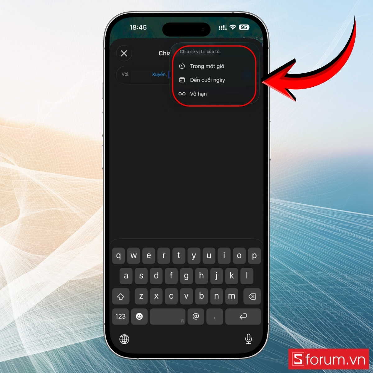 Chọn thời gian chia sẻ