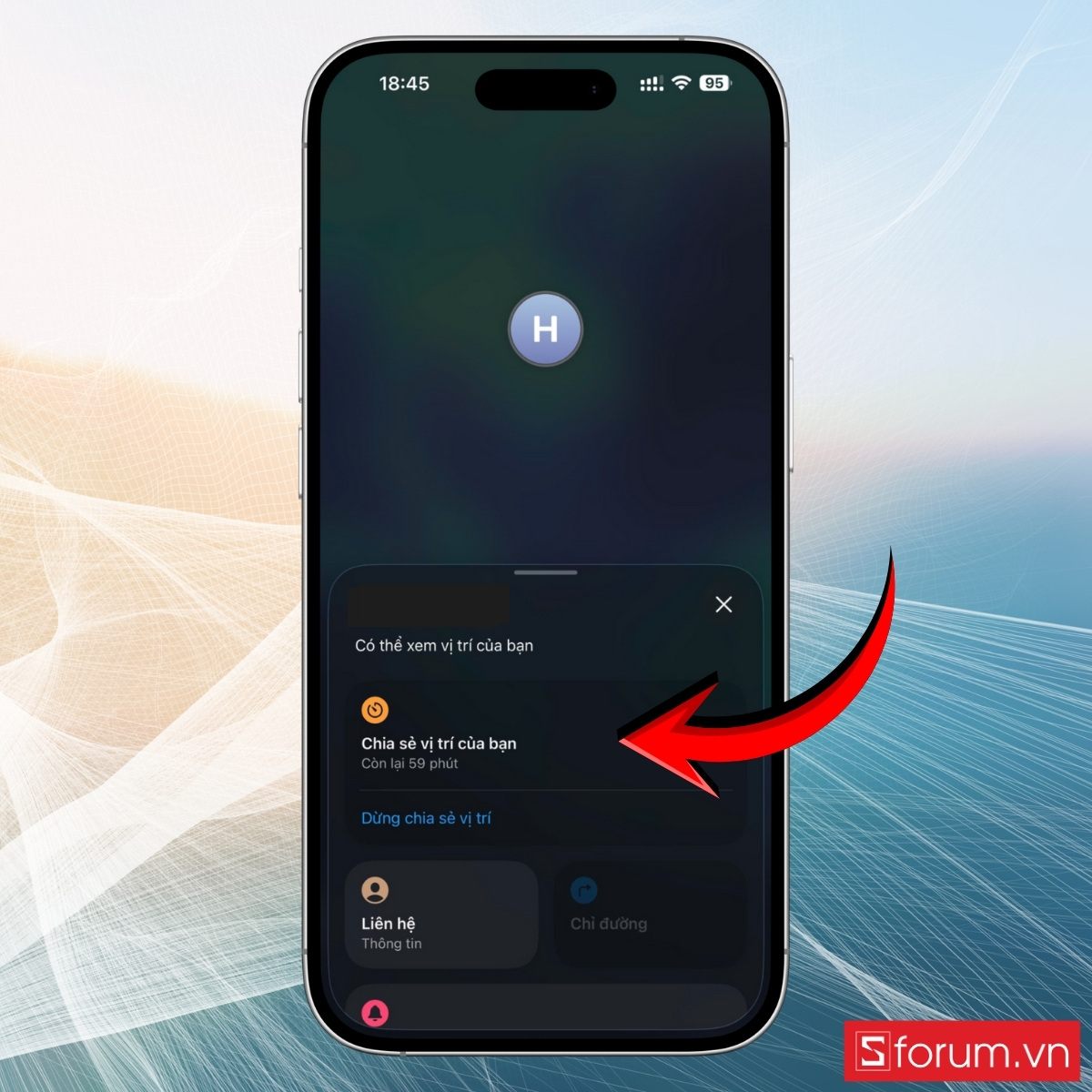 Chia sẻ vị trí hiện tại và khoảng cách từ họ đến bạn trên bản đồ