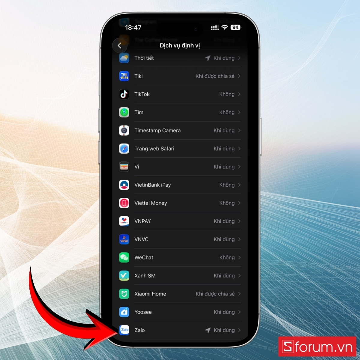 Tìm ứng dụng Zalo