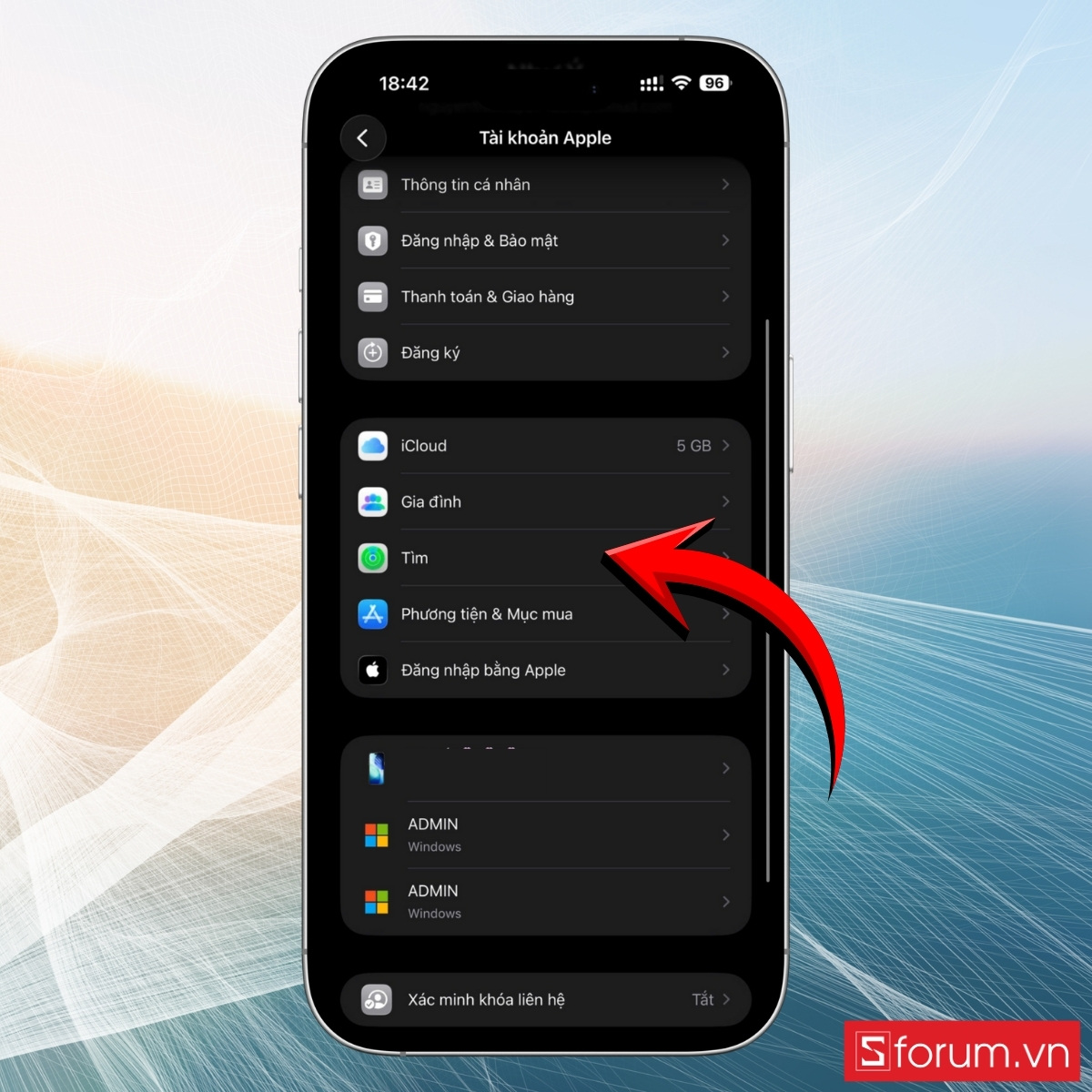 Bấm tiếp chọn Tìm