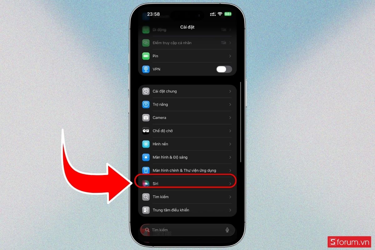 Cách bật Siri trên iPhone 18 Pro Series để điều khiển bằng giọng nói bước 1