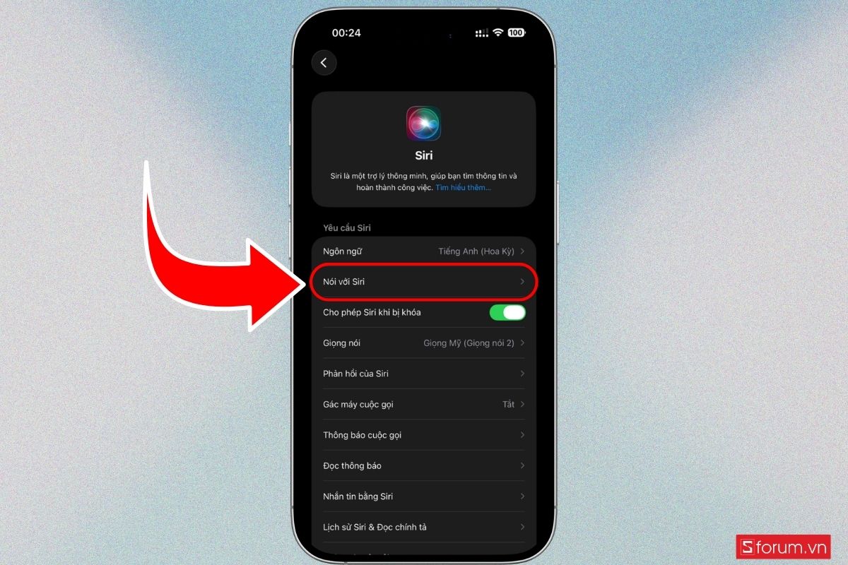 Cách bật Siri trên iPhone 18 Pro Series để điều khiển bằng giọng nói bước 2