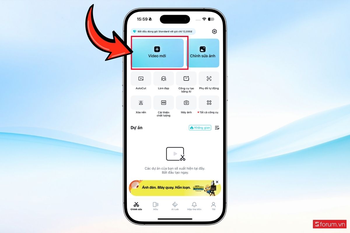Cách cắt video trên iPhone 17 Pro Max bằng CapCut bước 1