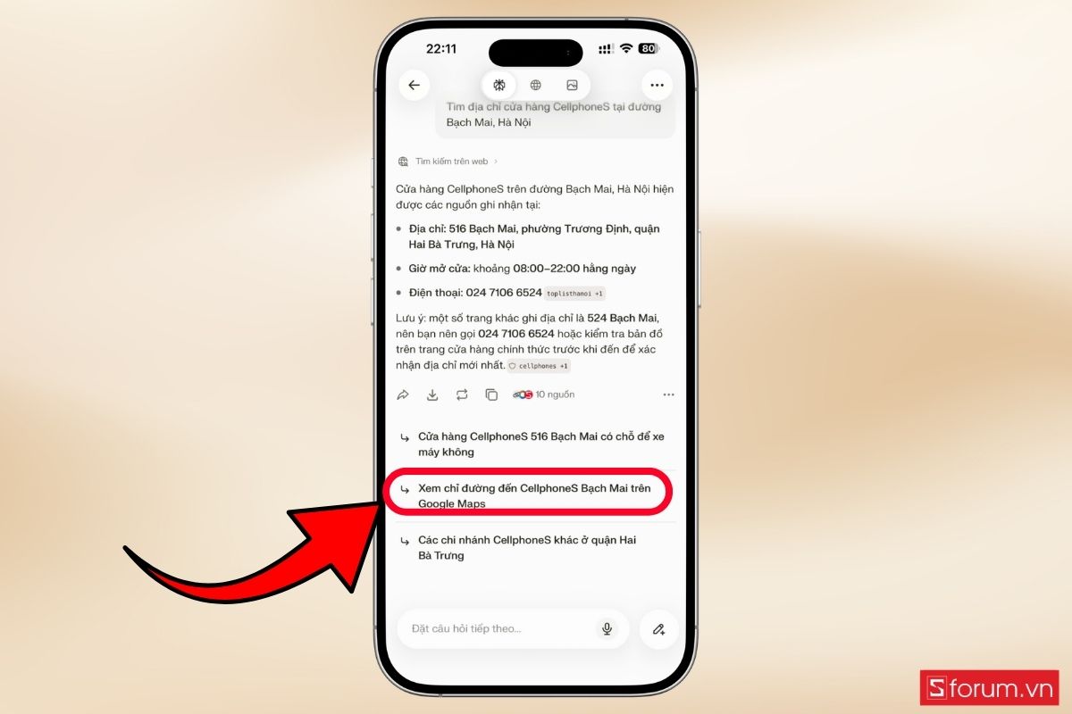 Cách chọn dữ liệu bản đồ Google hoặc Apple Maps trên Perplexity bước 6