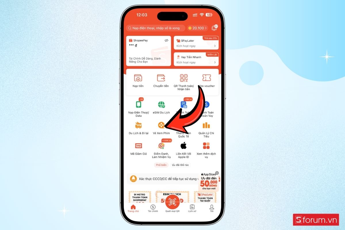 Cách đặt vé xem Người nhện: Khởi đầu mới qua Shopee Pay bước 2