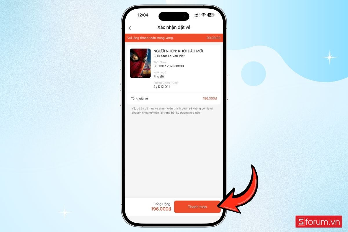 Cách đặt vé xem Người nhện: Khởi đầu mới qua Shopee Pay bước 8