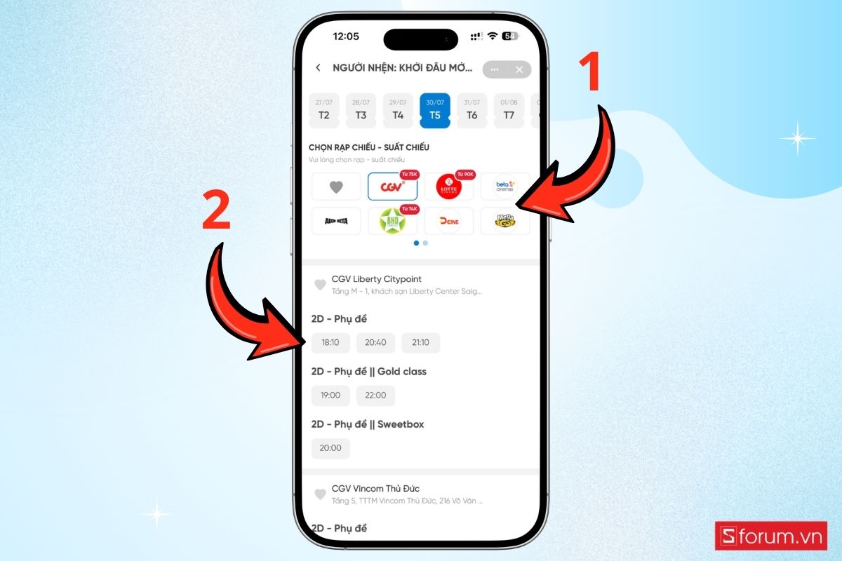 Cách đặt vé xem Người nhện: Khởi đầu mới qua ứng dụng ngân hàng bước 5