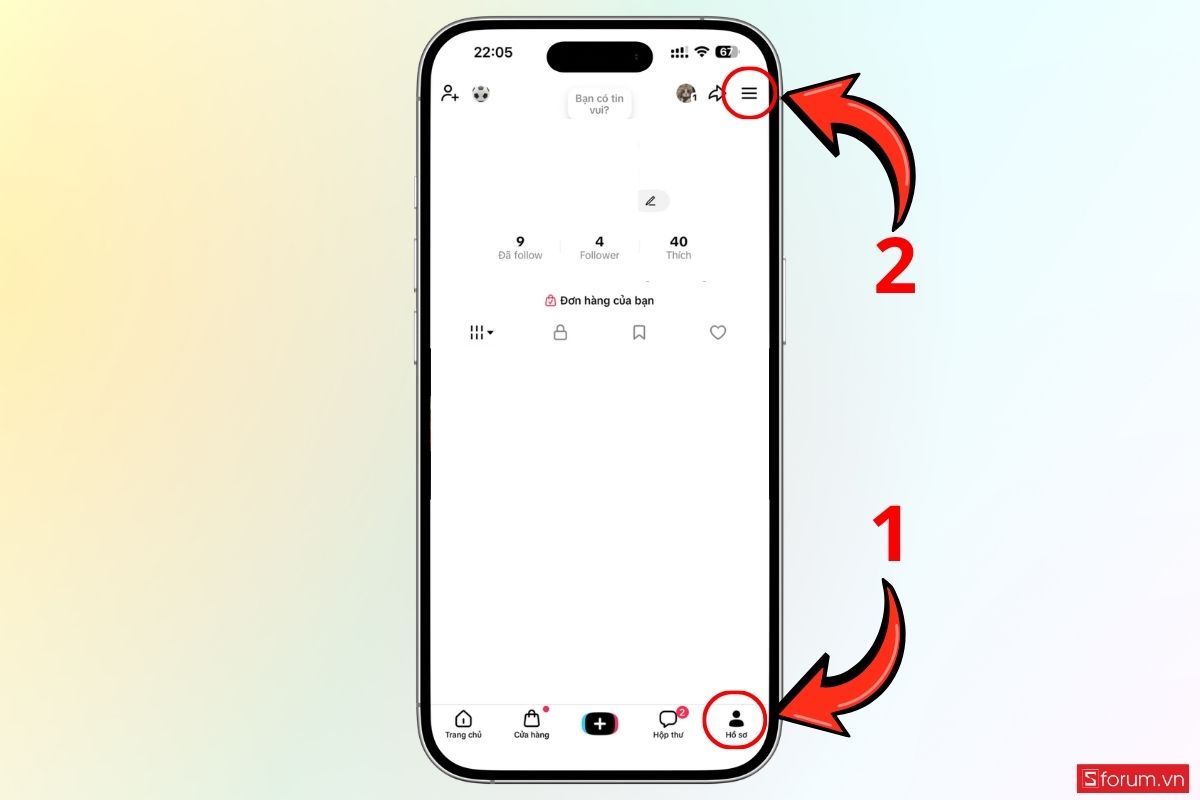 Mở phần cài đặt quyền riêng tư trên TikTok bước 1