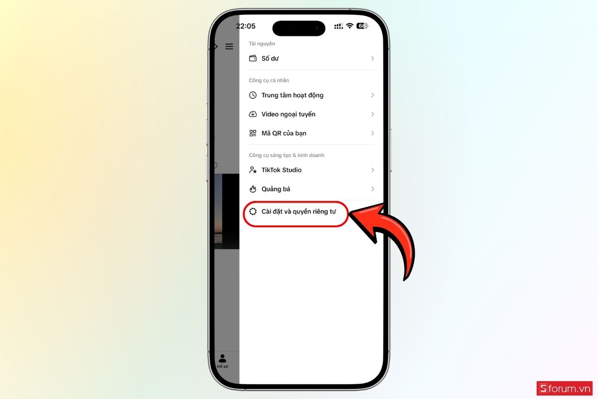 Mở phần cài đặt quyền riêng tư trên TikTok bước 2