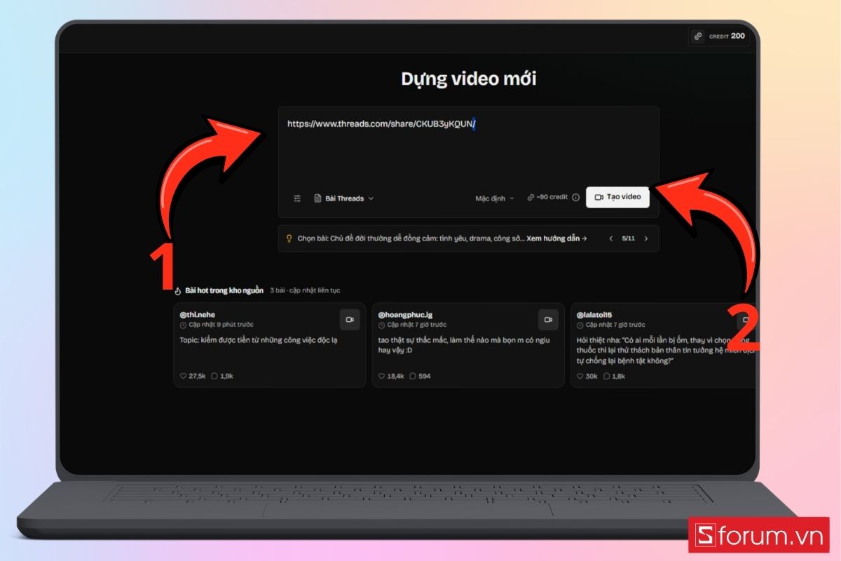Cách đổi Biến bài viết Threads thành video ngắn bước 4