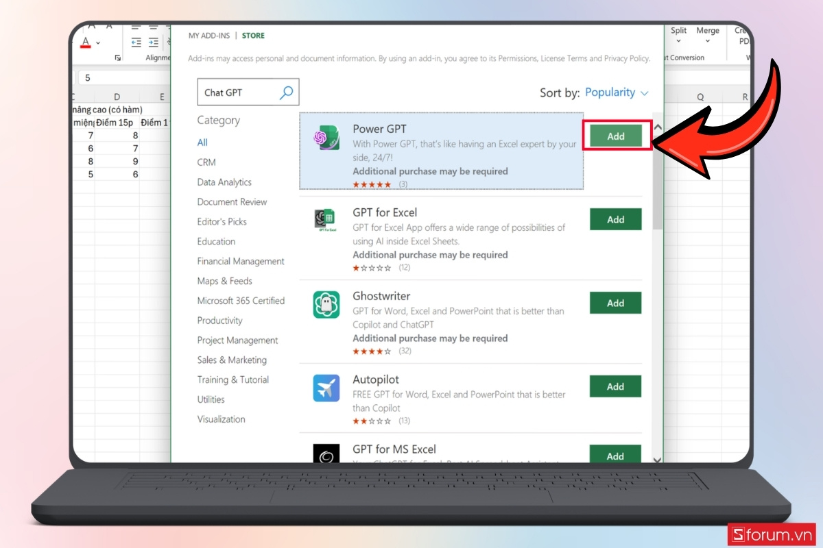 Cách tích hợp ChatGPT vào Excel chi tiết bước 4