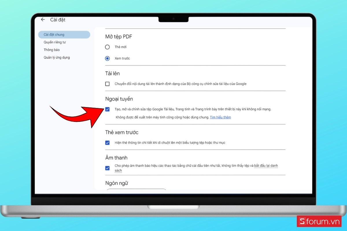 Cách bật chế độ Google Docs Offline trên máy tính bước 2