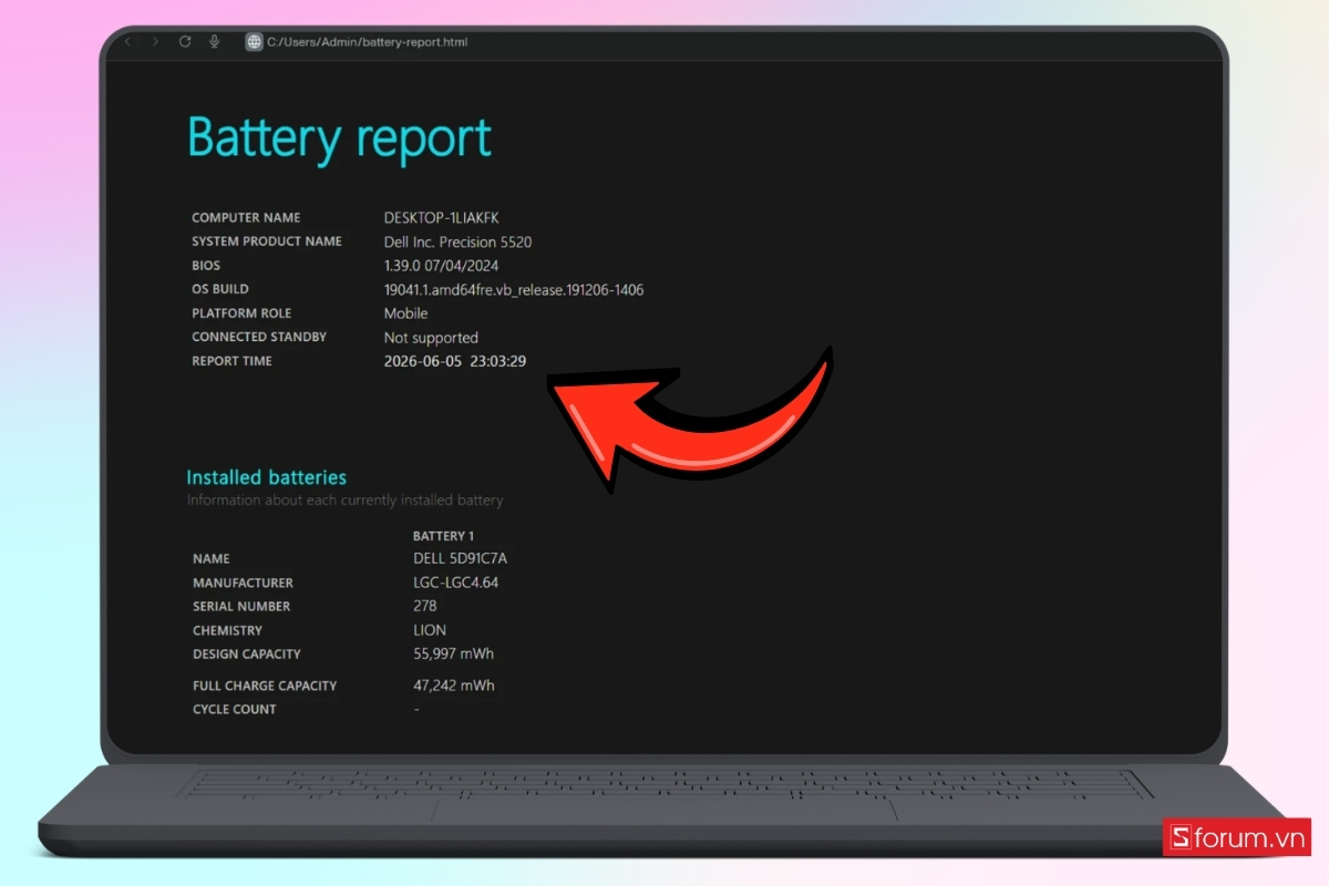 Cách kiểm tra và theo dõi tình trạng pin laptop Dell bước 5