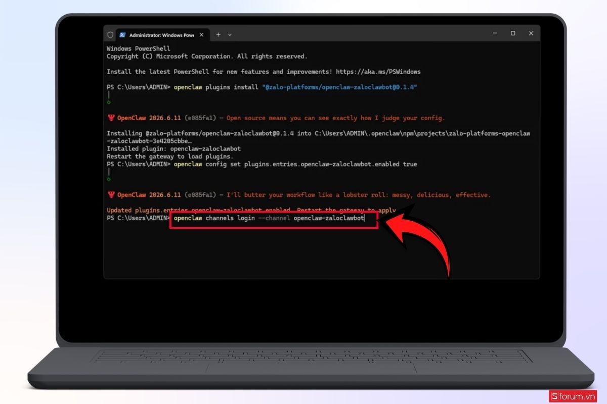 Cách kết nối Zalo với OpenClaw AI bước 5