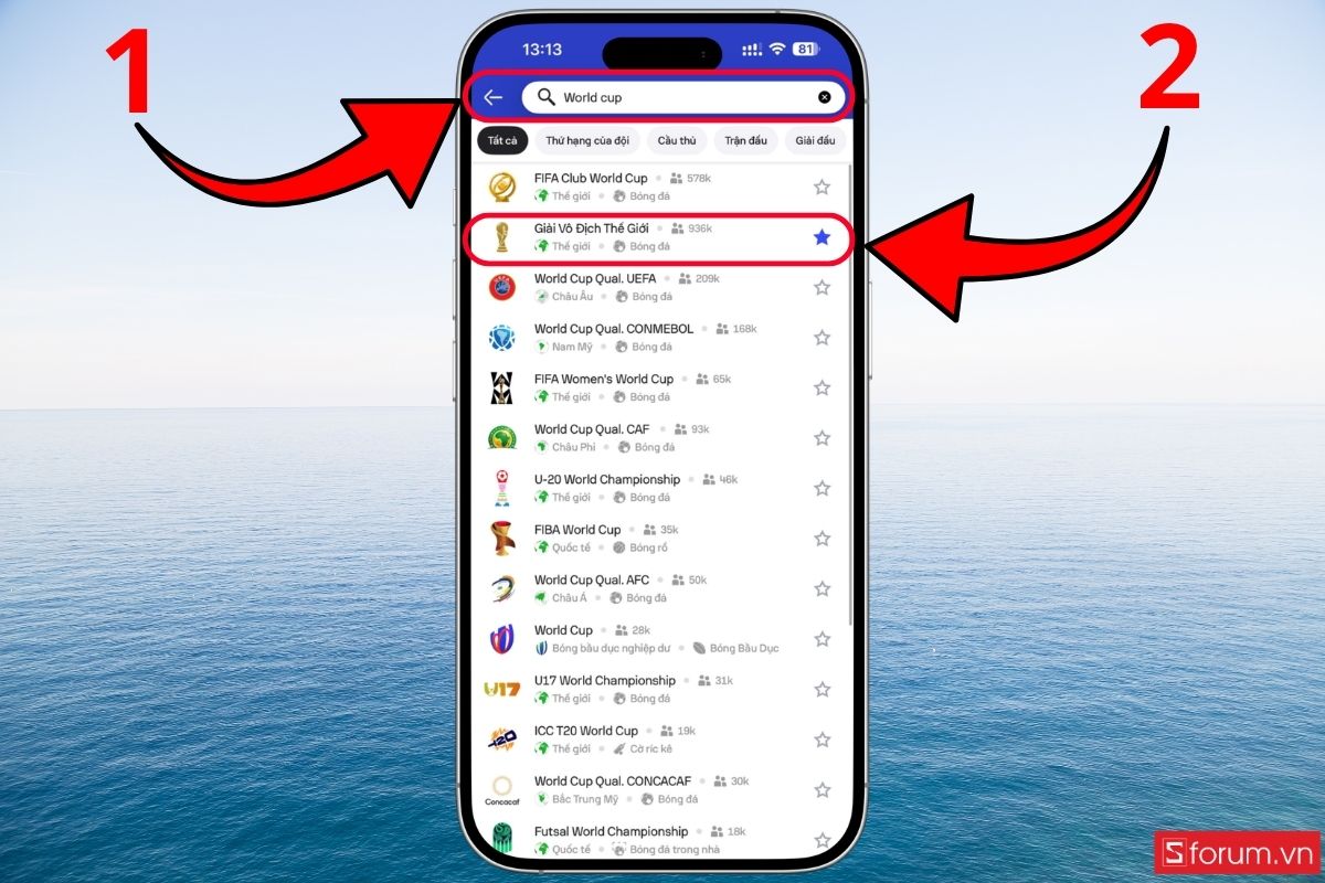 Dùng Sofascore để nhận thông báo chi tiết bước 2