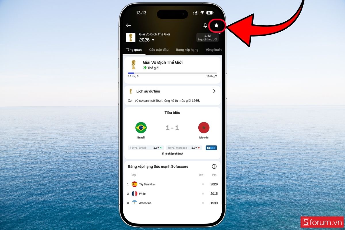 Dùng Sofascore để nhận thông báo chi tiết bước 3