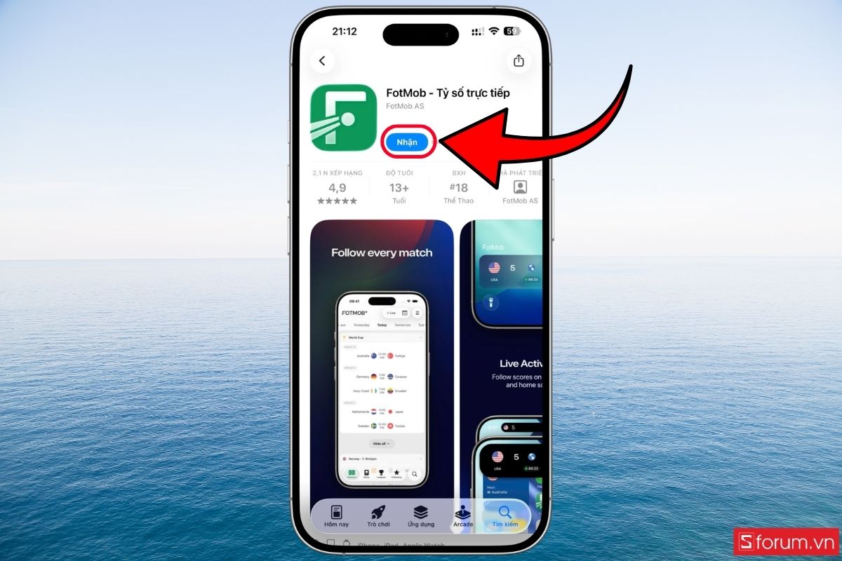 Dùng FotMob để nhận thông báo nhanh và gọn bước 1