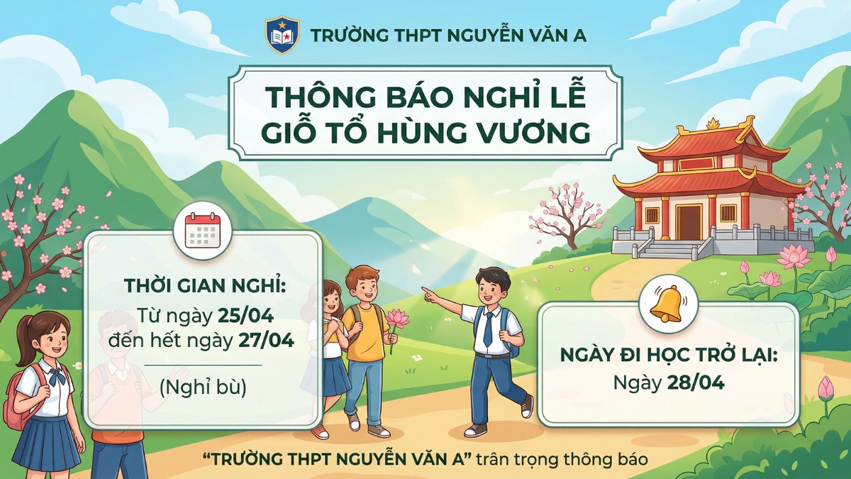 Cách tạo mẫu thông báo nghỉ lễ Giỗ tổ Hùng Vương bằng AI
