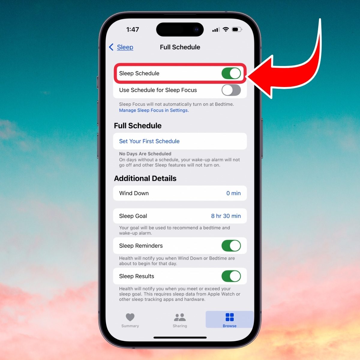 Cách tắt báo thức iPhone bằng ứng dụng Sức khỏe - bước 3