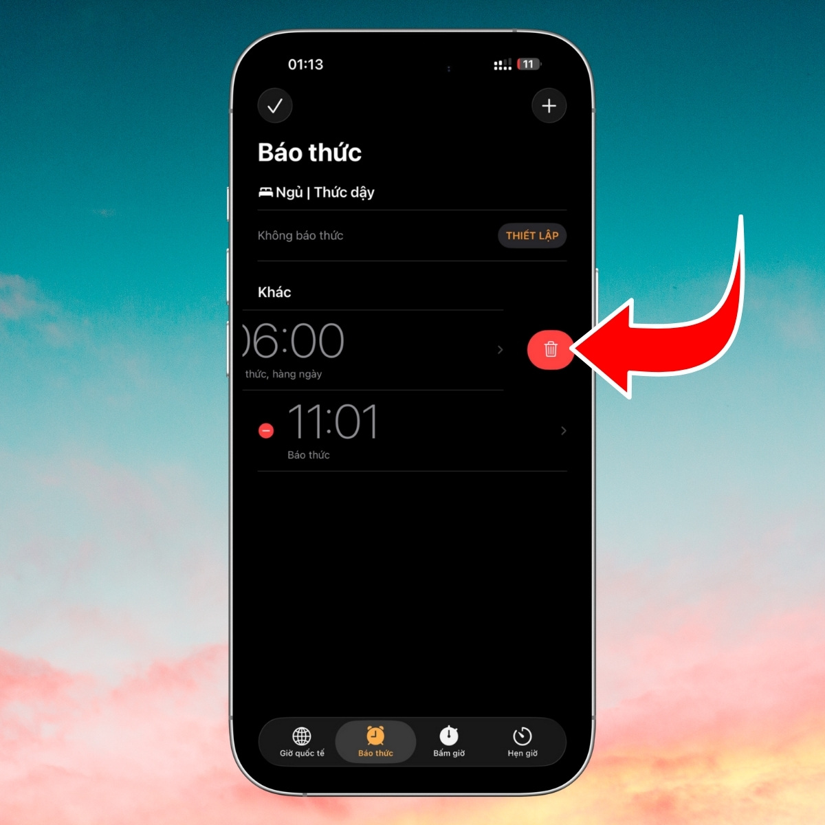 Cách tắt tất cả báo thức cùng lúc trên iPhone - bước 3