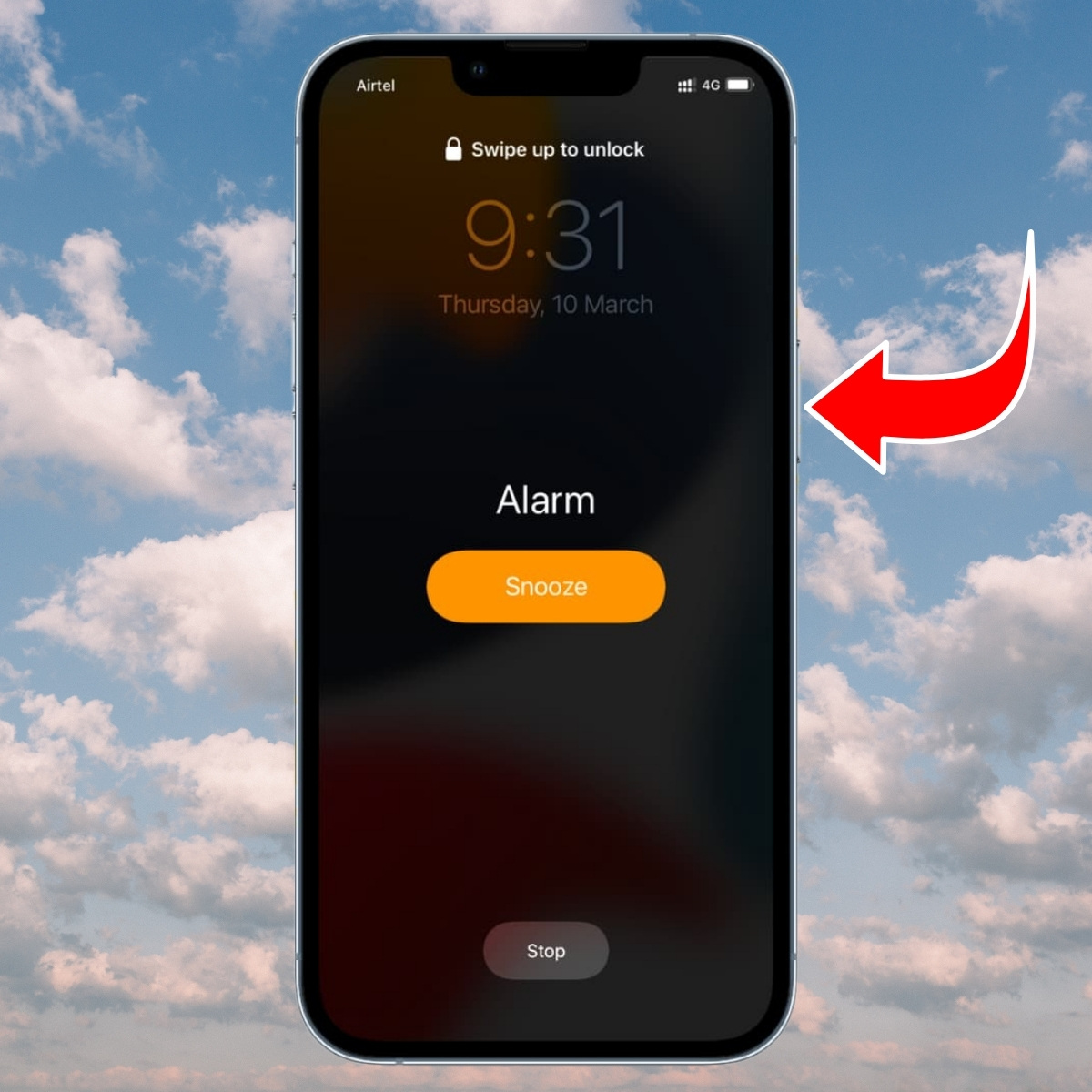 Cách tắt báo thức khi đang reo trên iPhone - bước 1