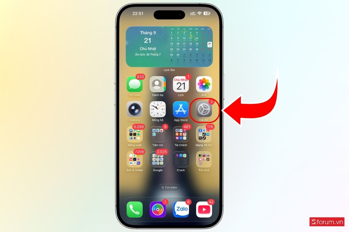 Cách tắt nguồn iPhone 18 Pro Series qua mục Cài đặt bước 1