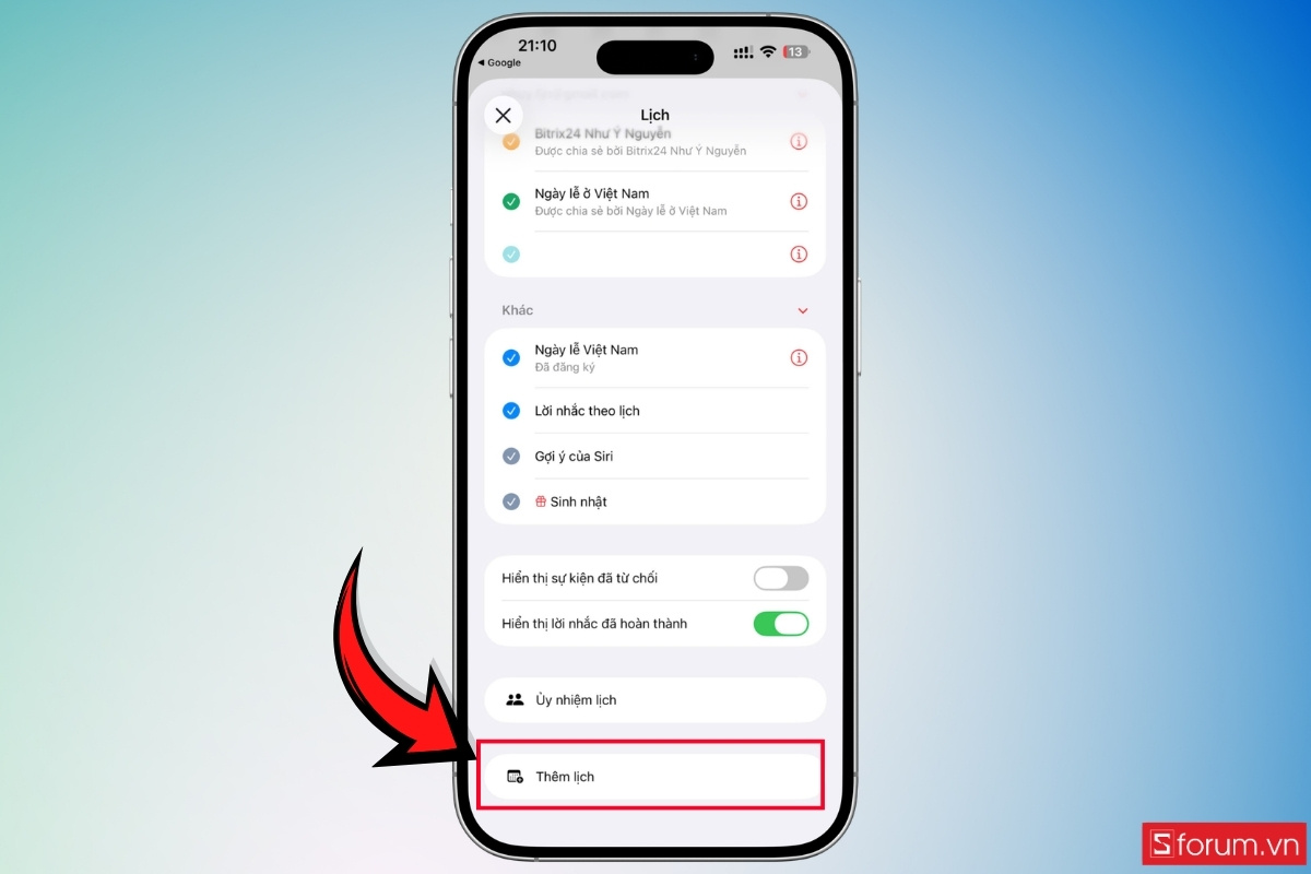 Cách thêm lịch World Cup 2026 vào iPhone bước 2