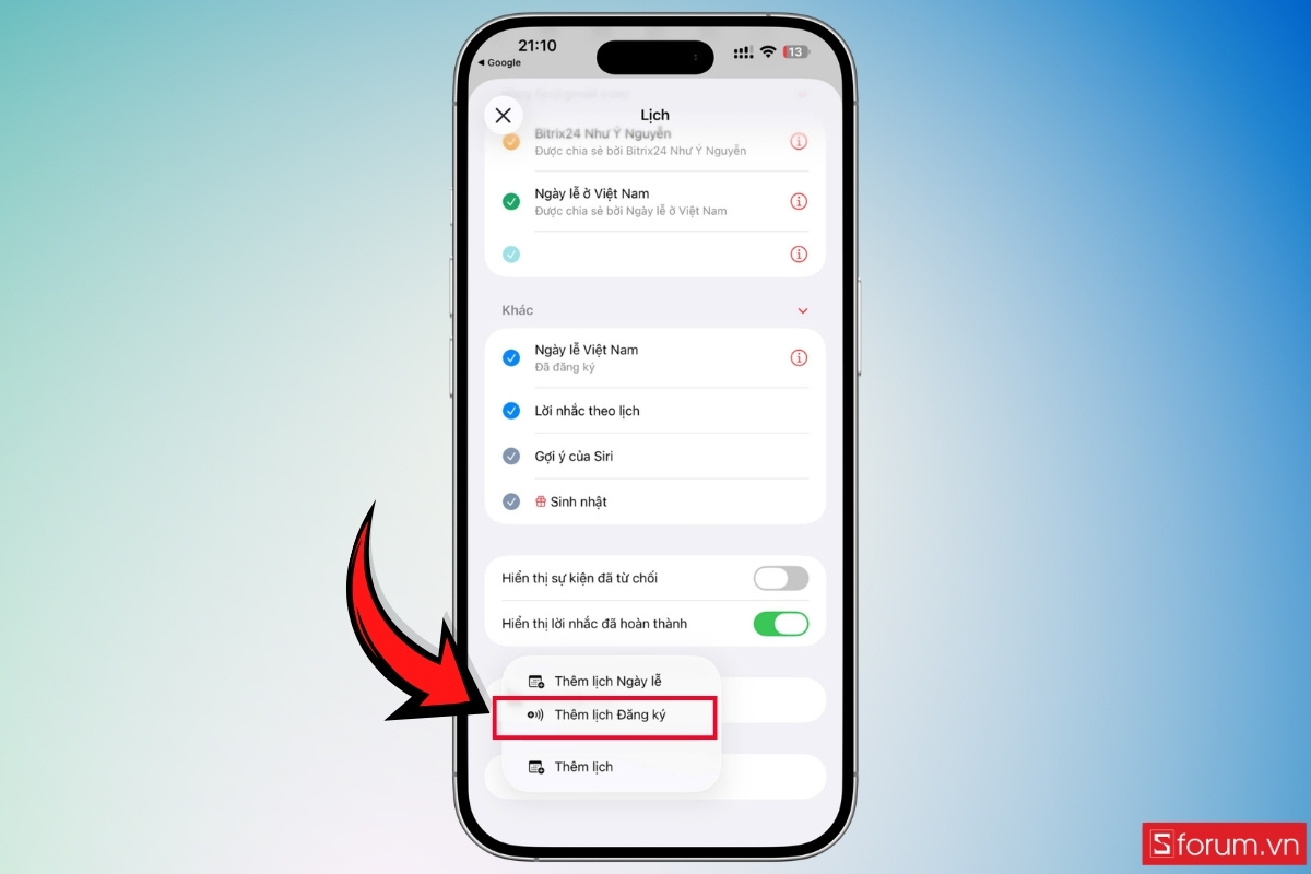 Cách thêm lịch World Cup 2026 vào iPhone bước 3