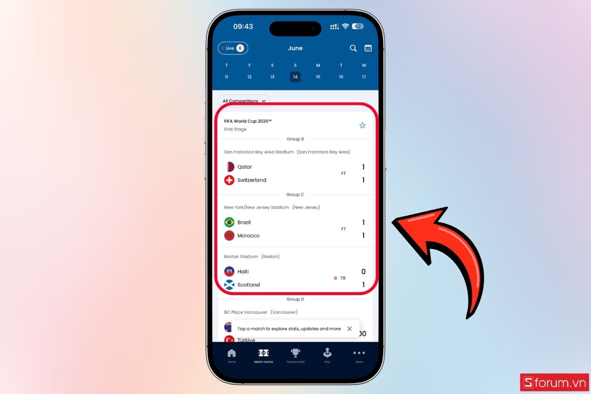 Cách theo dõi kết quả World Cup 2026 dùng FIFA App để theo dõi chính thức bước 11
