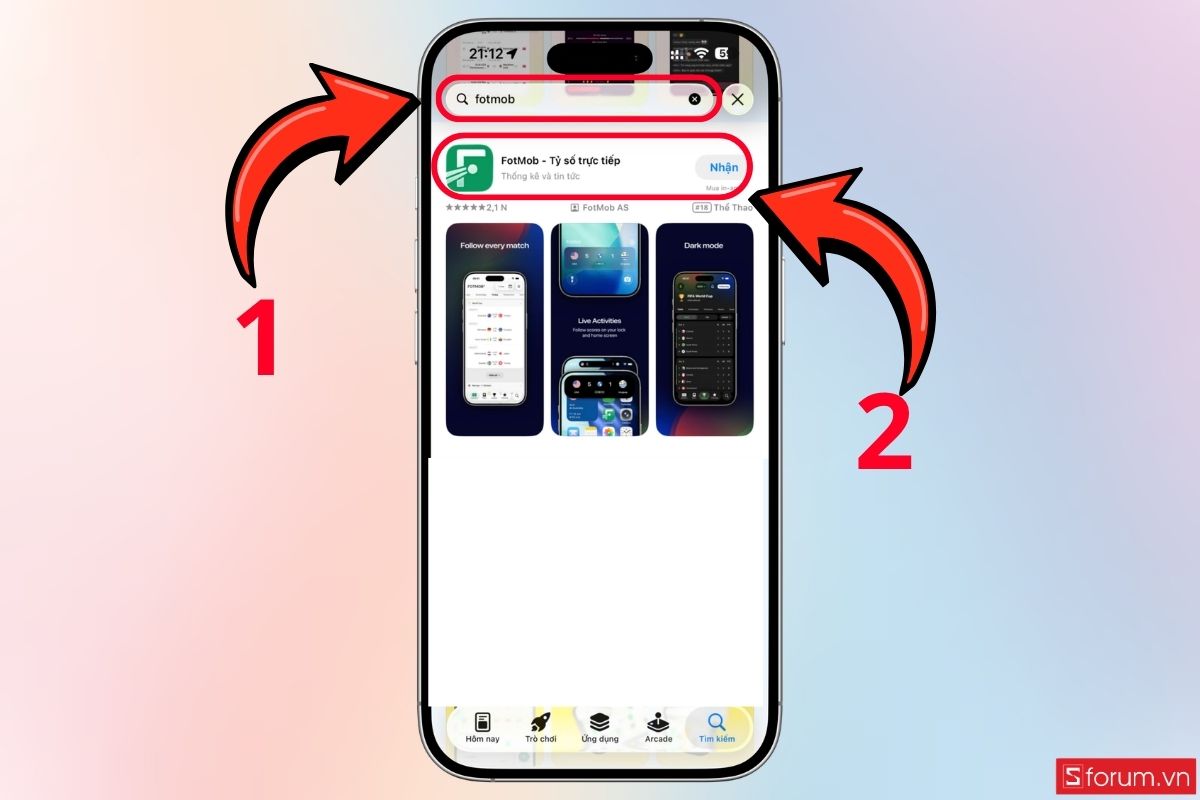 Dùng FotMob để nhận thông báo nhanh bước 1