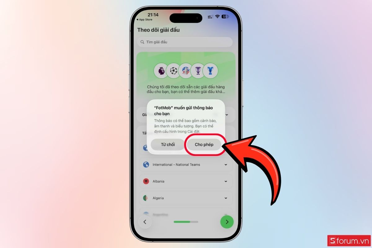 Dùng FotMob để nhận thông báo nhanh bước 3