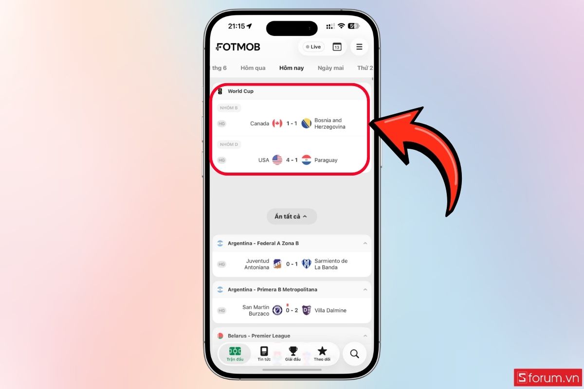 Dùng FotMob để nhận thông báo nhanh bước 4