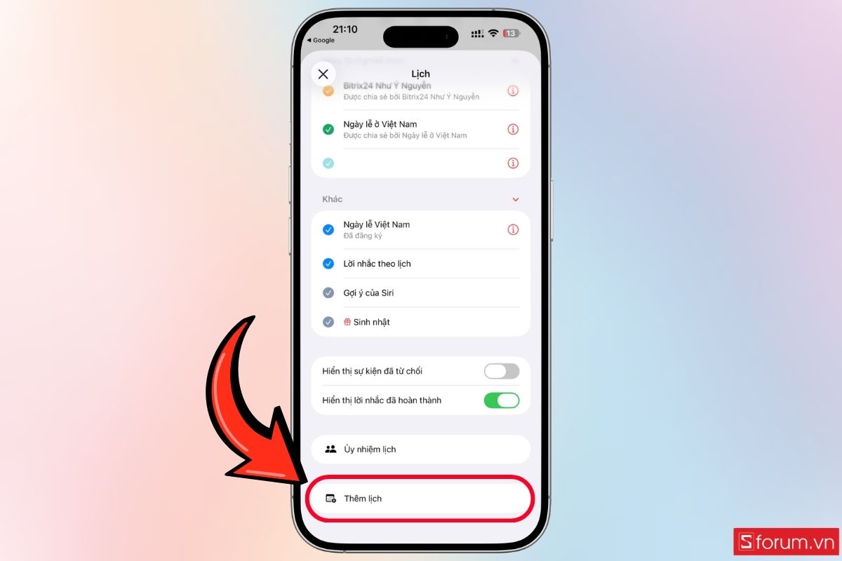 Hướng dẫn đồng bộ lịch World Cup 2026 trên iPhone bước 2