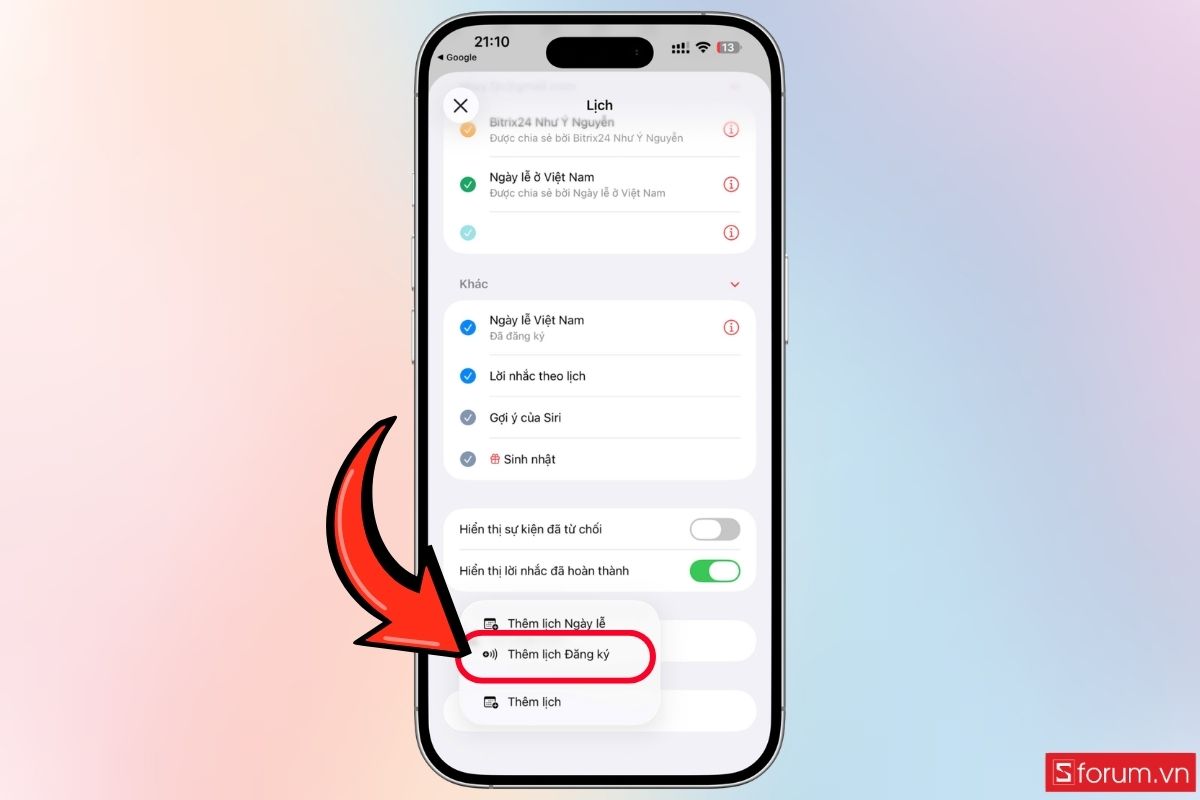 Hướng dẫn đồng bộ lịch World Cup 2026 trên iPhone bước 3