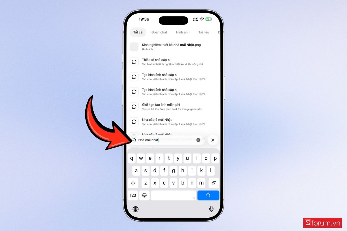 Cách tìm kiếm tin nhắn trên ChatGPT điện thoại bước 3