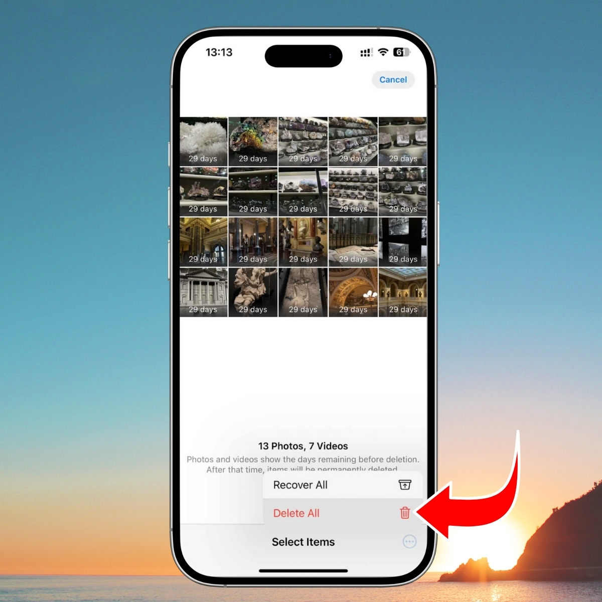 Cách xóa hết ảnh trên iPhone trong ứng dụng Ảnh bước 8