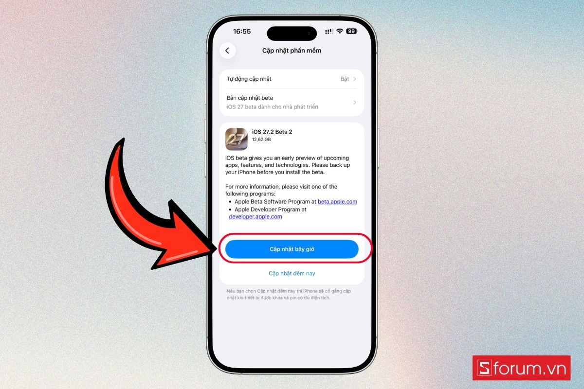 Cách cập nhật iOS 27.2 Beta 2 bước 5