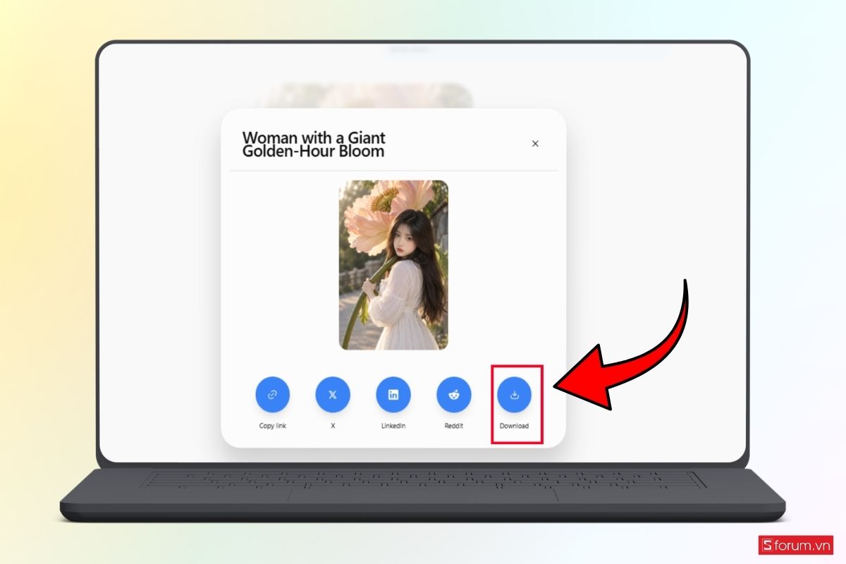 Cách tạo ảnh chụp cùng bông hoa khổng lồ bằng AI bước 4
