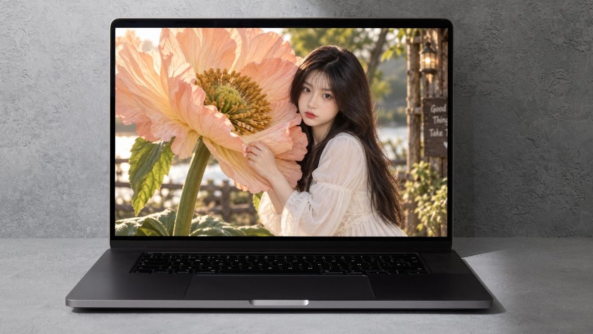 Chụp ảnh cùng bông hoa khổng lồ bắt trend bằng AI trong vài phút