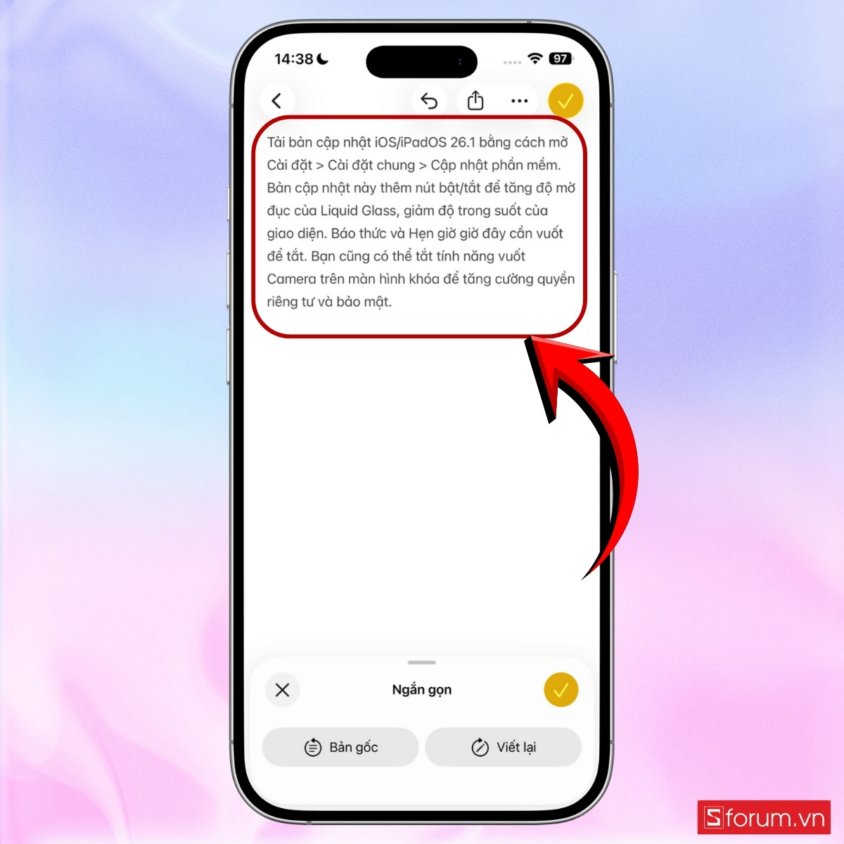 Các cách sử dụng Công cụ viết trên iOS 26.1 bước 13