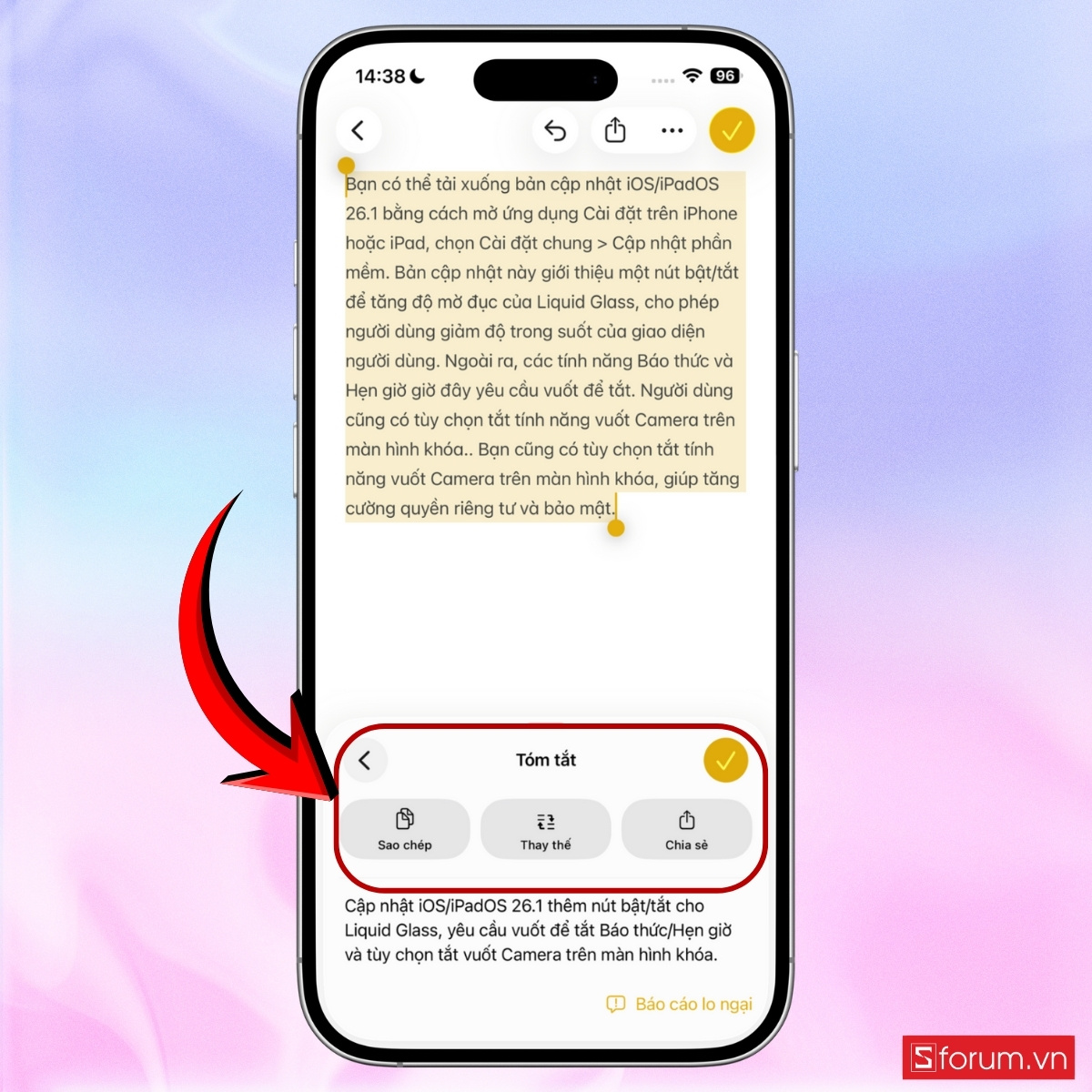 Các cách sử dụng Công cụ viết trên iOS 26.1 bước 16
