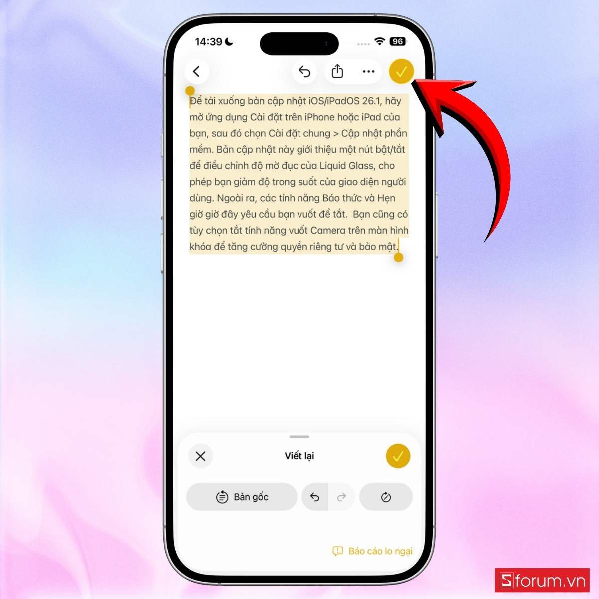 Các cách sử dụng Công cụ viết trên iOS 26.1 bước 20