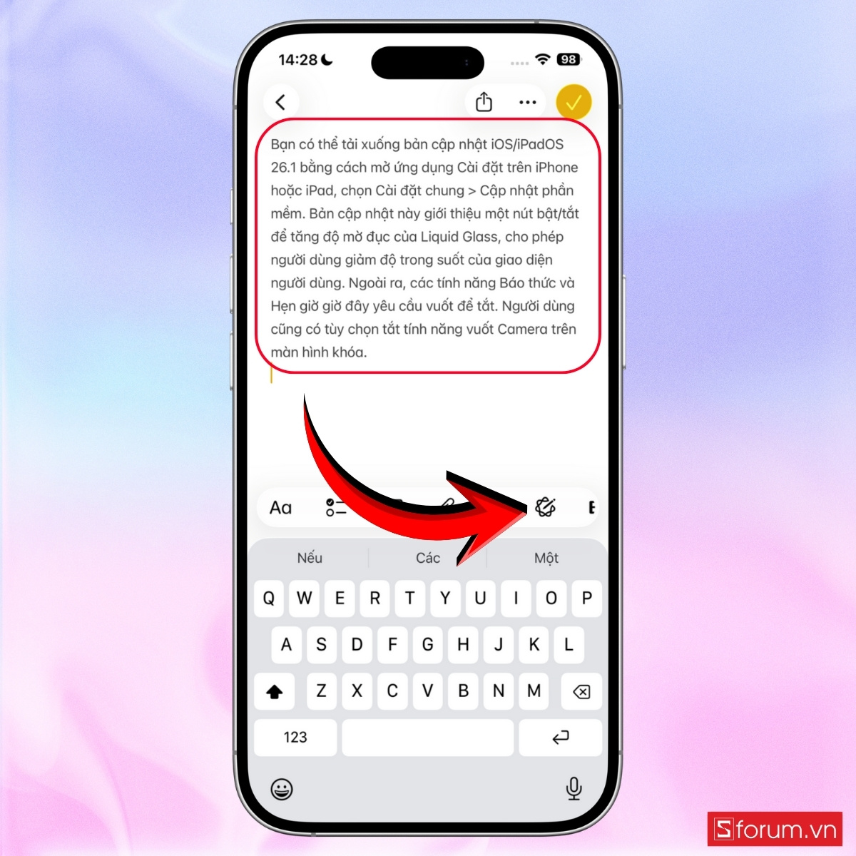 Các cách sử dụng Công cụ viết trên iOS 26.1 bước 2