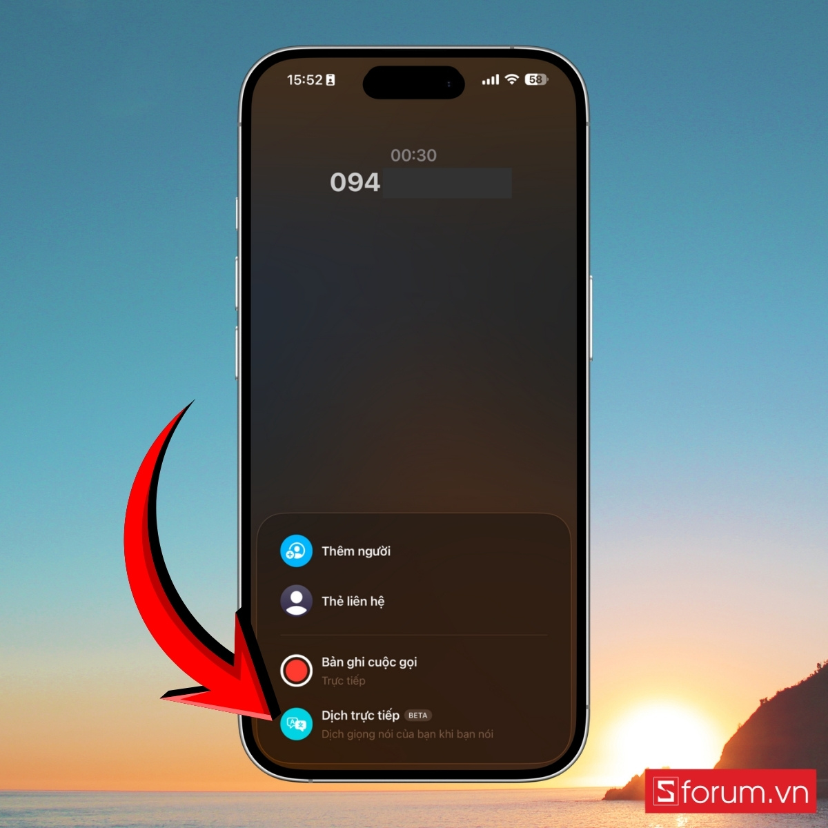 Cách dịch cuộc gọi thoại trong ứng dụng Điện thoại bước 2