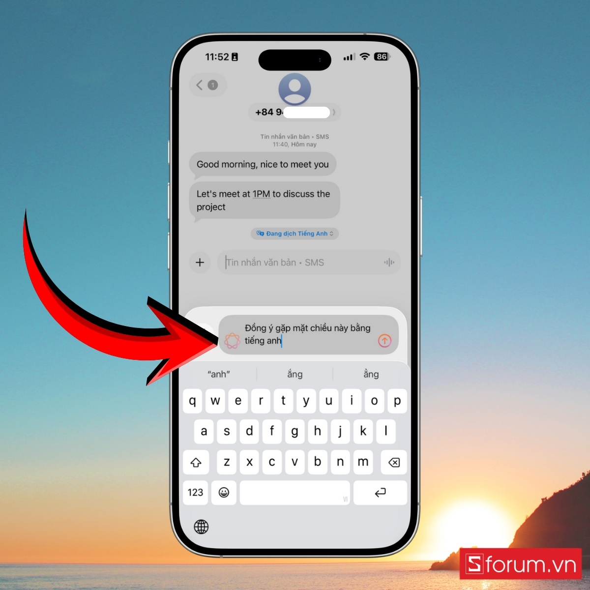 Cách sử dụng tính năng dịch tin nhắn trên iPhone bước 5