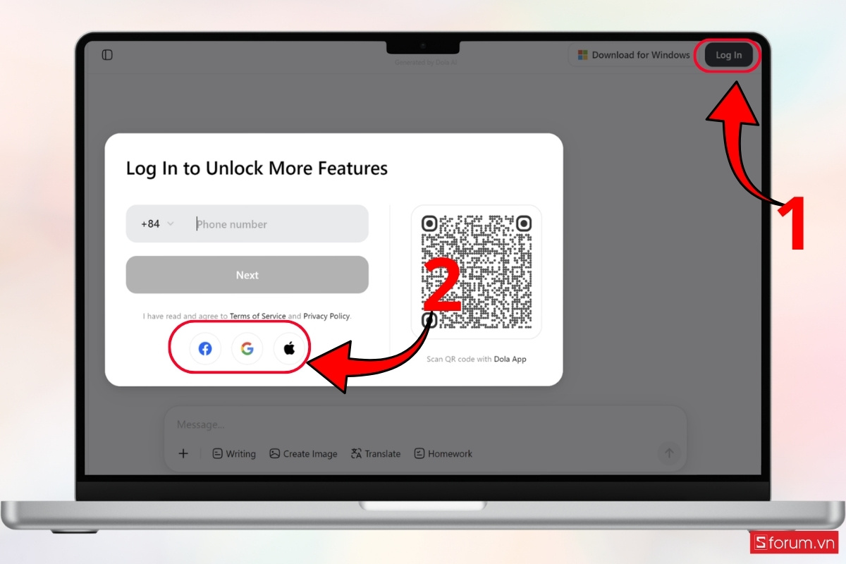 Sử dụng Dola AI trên trình duyệt web bước 2