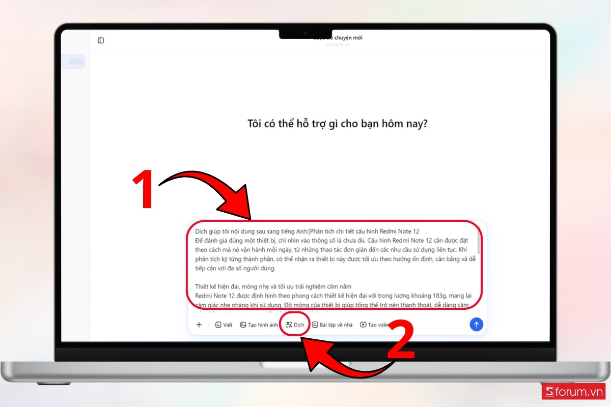Sử dụng Dola AI trên trình duyệt web bước 3